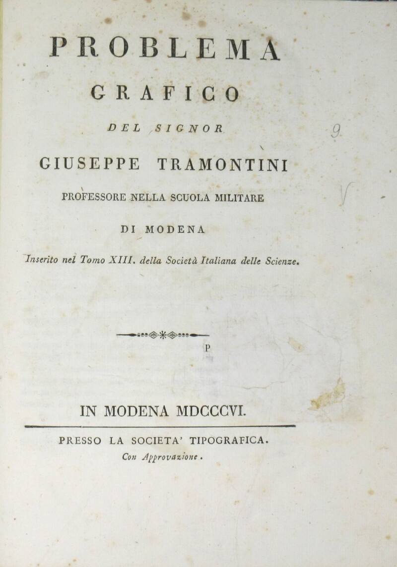 Problema grafico, inserito nel Tomo XIII della Società Italiana delle Scienze.