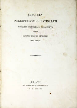 Specimen Inscriptionum C. Latinarum adiectis nonnullis Carminibus.