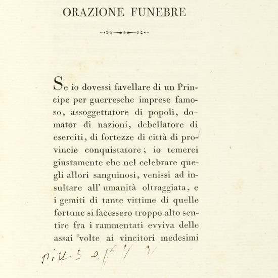 Orazione Funebre/ In Morte/ Di/ Ferdinando I./ Di Borbone/ Infante di Spagna/ Duca/ Di Parma, Piacenza, Guastalla/ Ec. Ec. Ec./ Composta E Recitata/ Da Luigi Uberto Giordani/ Parmigiano/ (Segue:) DESCRIZIONE/ Delle/ Solenni Esequie/ Di S.A.R./ Don Ferdina