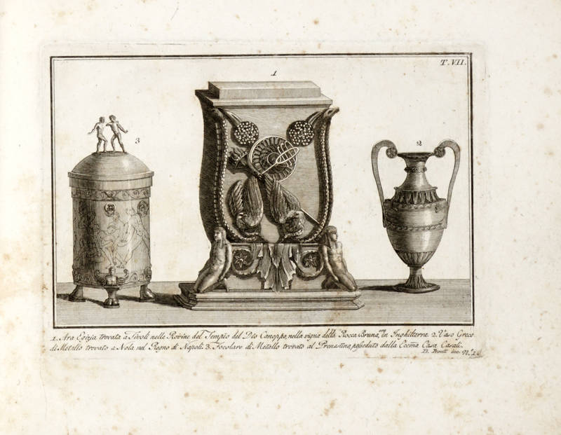 Nuova raccolta rappresentante i costumi religiosi civili militari degli Antichi Egiziani, Etruschi, Greci e Romani. Tratti dagli antichi Monumenti per uso de' Professori delle Belle Arti, disegnata ed incisa in rame da Domenico Pronti.