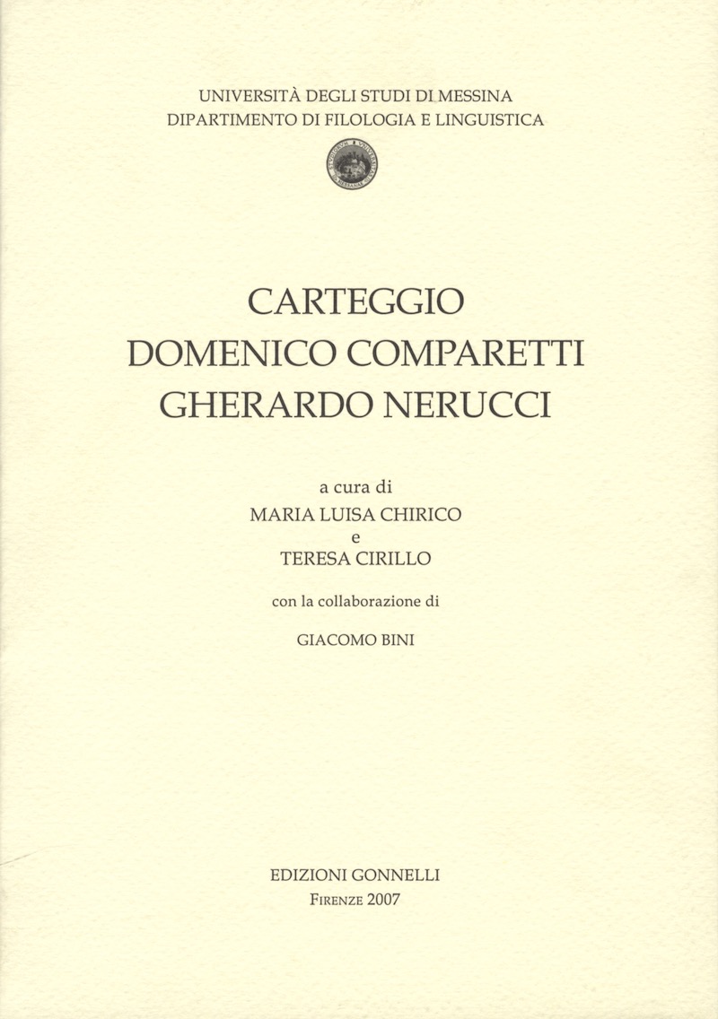 Carteggio Domenico Comparetti - Gherardo Nerucci.